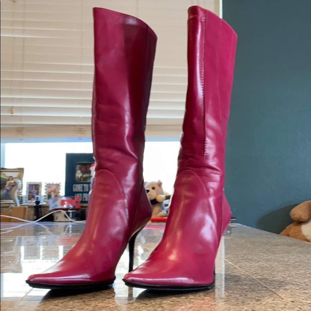 Dark pink Aldo knee high boots